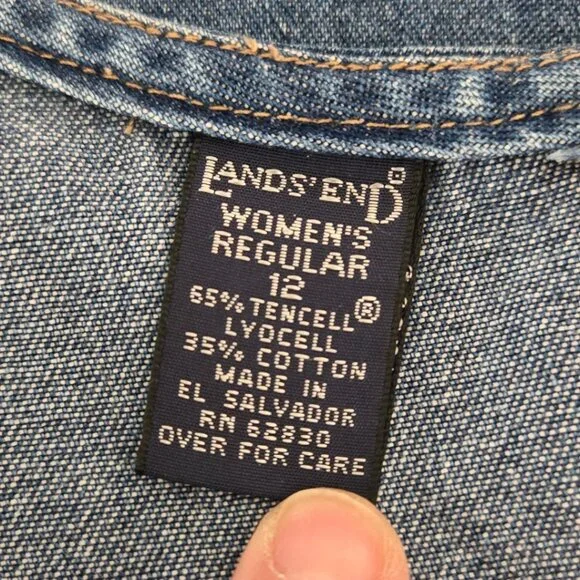 Lands End Womens Regular Sleeveless Denim Midi Shift Dress Size 12 Classic Prepp - Picture 6 of 7